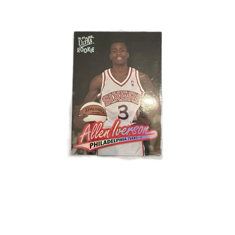 Allen Iverson Rookie Trading Card Black and Red by Fleer Ultra in Excellent Condition Philadelphia 76ers NBA Collectible