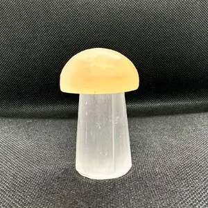 White and Orange Selenite Mushroom