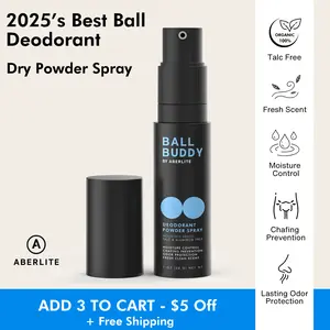 Ball Buddy Deodorant Dry Powder Spray (Non-Aerosol)| Stay Dry, Smell Fresh, Anti Chafing & Irritation, Zero Mess, Men's Hygiene Powder Spray