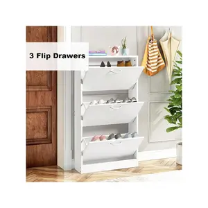 Shoes Cabinet With 3 Flip Drawes,Space Saving,For Entryway Storage, Doorway, Living Room