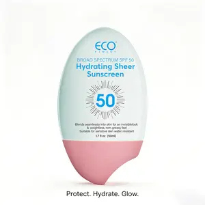 ECO FINEST Hydrating Sheer Sunscreen SPF 50+ for Facial Skin Repair - Water- & Sweat-Resistant, No White Cast, Non-Greasy, 50ml, Moisturizing Daily Protection