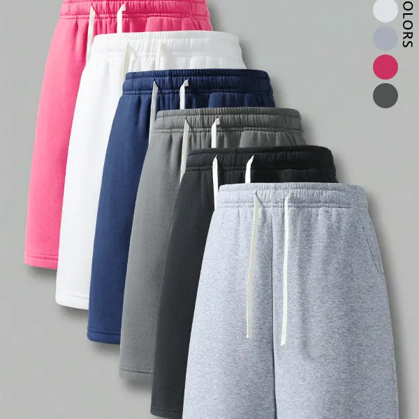 3 Pack Men’s solid-color drawstring loose straight-leg shorts,Versatile Basic knit athletic pants,Minimalist casual Street sports shorts,plain beach shorts,suitable for Daily wear,outdoor,day outings,seaside vacations,and summer Everyday Menswear Trouser