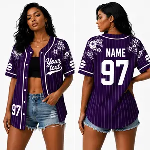 Personalized Purple Floral Baseball Jersey, Custom Name Number Shirt, Concert Fan Outfit, Music Festival Jersey, Unisex Gift
