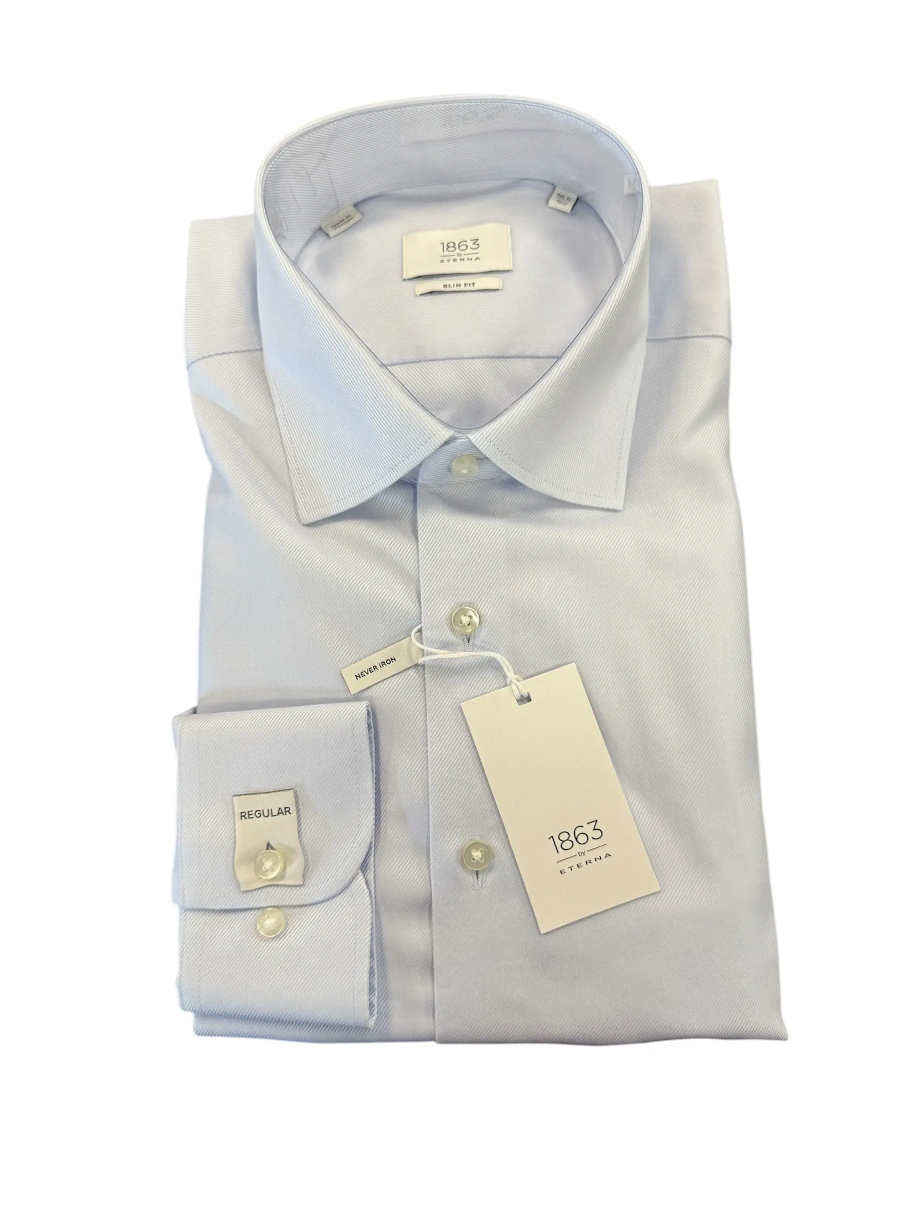 NEVER-EVER IRON DRESS SHIRT 32/33 - SKY