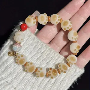 Cute Sweet Caramel Cat Claws Attract Wealth Cat Bead Bracelet is a Good Gift Symbolizing Niche Fashion(Sheets)