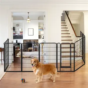 Yaheetech Dog Playpen 6 Panels Metal Pet Playpen Exercise Barrier Outdoor Indoor Fence with Door, 25/32/40/47 inch Portable Puppy Pen Enclosed