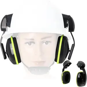 Construction Hard Hat Ear Protection - Full Brim Hard Hat Ear Protectors For Noise Cancelling, SNR 27dB OSHA Noise Reduction Earmuffs Design for 14 Style Full Brim Safety Hard Hats