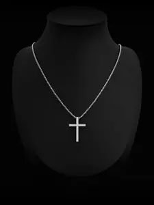 Elegant Cross Pendant Necklace with Zircon Decor, Unisex Fashion Accessory, Perfect Gift for Family and Friends, Daily Wear, Cross Pendant Jewelry