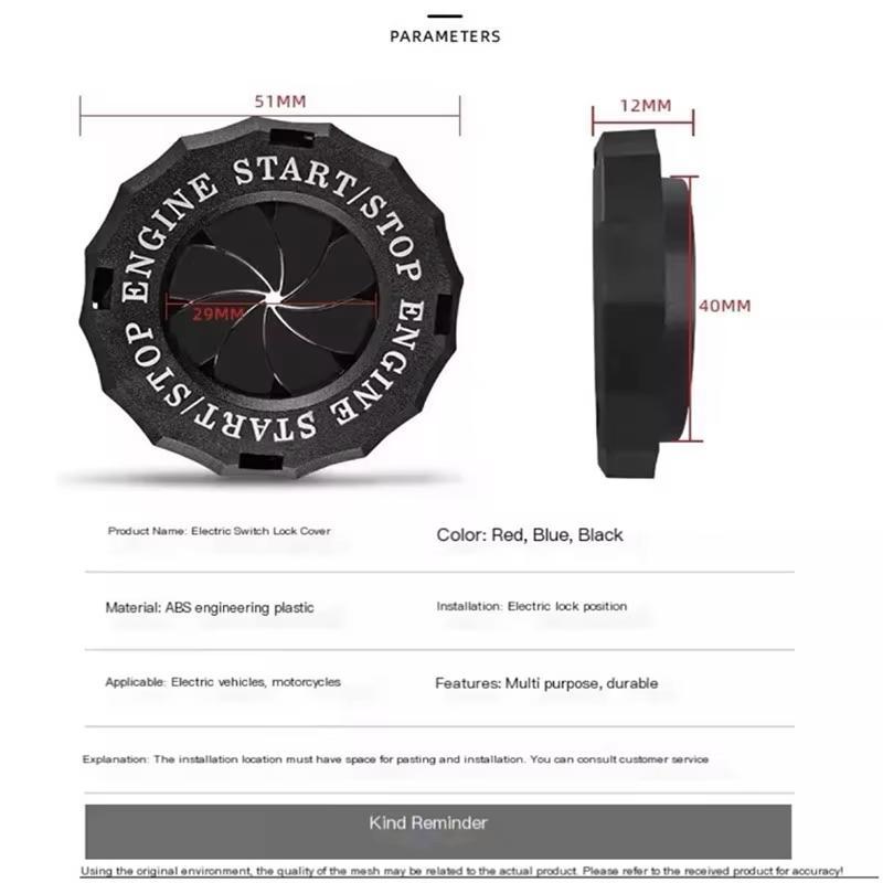 JOYTUTUS Ignition Device Decor Key Cover Car Interior Sticker for Motorcycle Lock Rotary Push To Start Button Cover Enhance Aesthetics