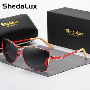 ShedaLux unisex oversized metal polarized oval curved frame sunglasses