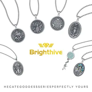 Brighthive Hecate Necklace 925Sterling Silver Goddess of Witches of MagicHekate Pendant Necklace Ancient GreekMythology Night of Hekate The Ancient Originsof the Goddess of Witchcraft and Moon AmuletJewelry Pagan Jewelry for Women Men