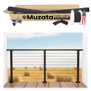 Muzata 6.5ft Complete Set Cable Railing System, One Stop Service All-in-One DIY Kit Fit