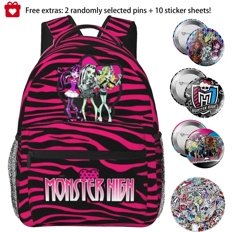Monster high Large Capacity Backpack Monster high dolls Lightweight Multi-Compartment Storage Bag, Monster high doll Daypack with Zipper for Workers, Travelers & Daily Use