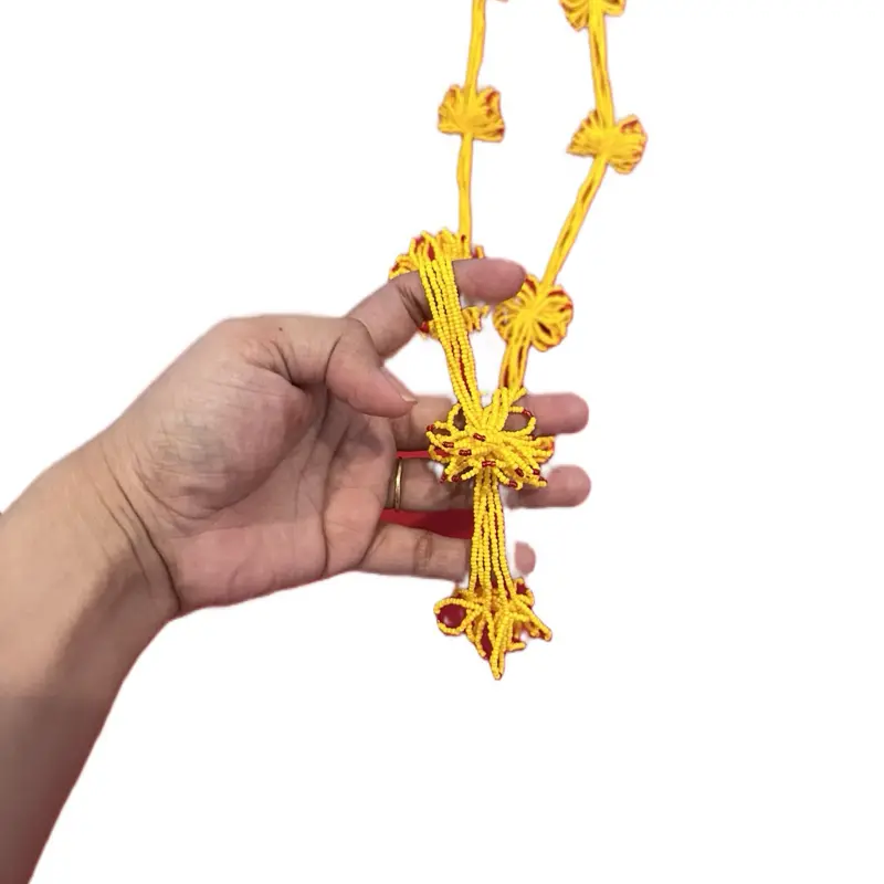 Yellow Stone Tilahari Necklace, Traditional Nepali Colorful Beaded Chadke Style Jewelry for Women, Cultural Heritage Gift, Traditional Colorful Necklaces, Yellow Stone Necklaces