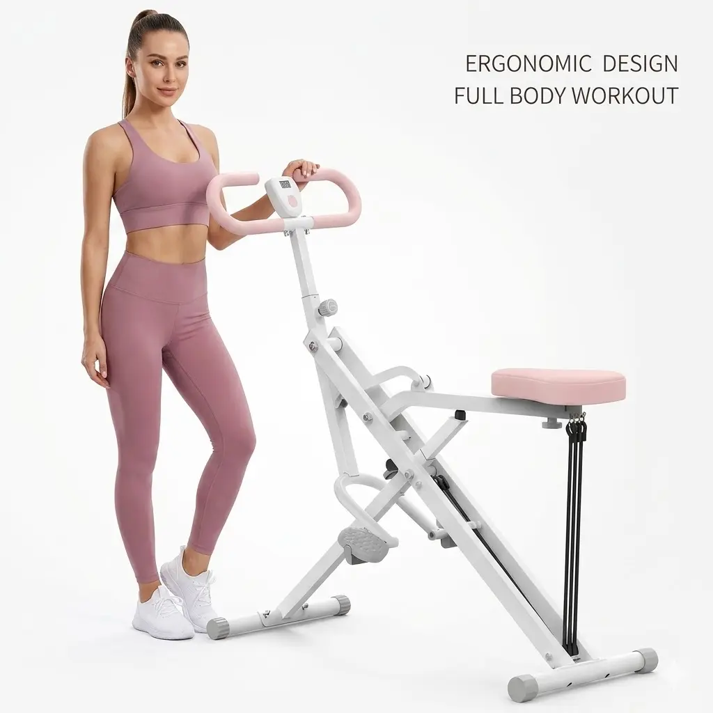 Squat Machine 2 in 1 Squat and Rowing Machine, Easy to Assemble & Space-Saving Foldable Exercise Equipment, Multifunctional Glute Trainer, Ideal Home Workout Machine for Full Legs and Glutes Training