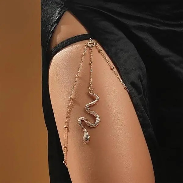 Veliora Gift B Snake Leg Chain for Women Medusa Costume Halloween Body Thigh Jewelry for Women Gothic Leg Chains Jewelry Body Chain for Women Halloween Party