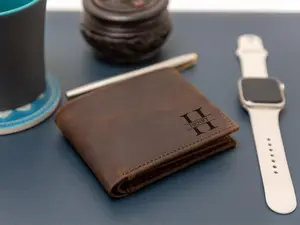 Personalized Leather RFID Wallet, Engraved Genuine Leather Custom Wallet, Anniversary Gift For Him, Men, Father, Dad, Husband, Boyfriend
