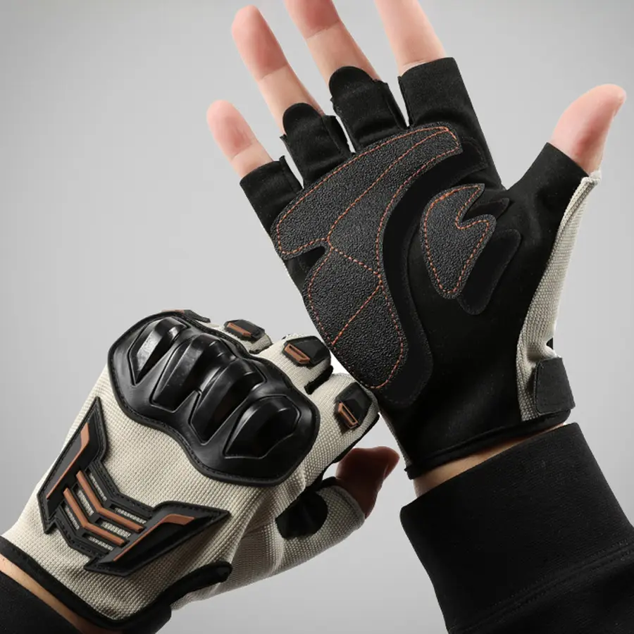 Half Finger Motorcycle Gloves Men's Gloves Outdoor Protective Gloves  Sports Wear resistant Motorcycle Bicycle Gloveswith Protective Padding and Durable Design for Enhanced Safety and Comfort
