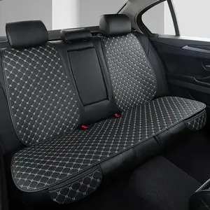 Car Rear Seat Cover Set, Universal Fit Car Backseat Protector Pad & 2 Headrest Cushions, Multiple Colors Available, Hand Embroidered PU Leather, Seat Protectors Cushion