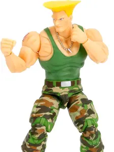 Jada Toys Street Fighter II Guile Action Figure 1:12 Scale, 6" Tall, Interchangeable Heads, Hands & Accessories