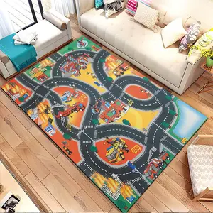 Winding roads and cityscape. Printed pattern home carpet, suitable for living room, bedroom, kitchen mat, home decoration, carpet, and suitable as a holiday gift for family and friends