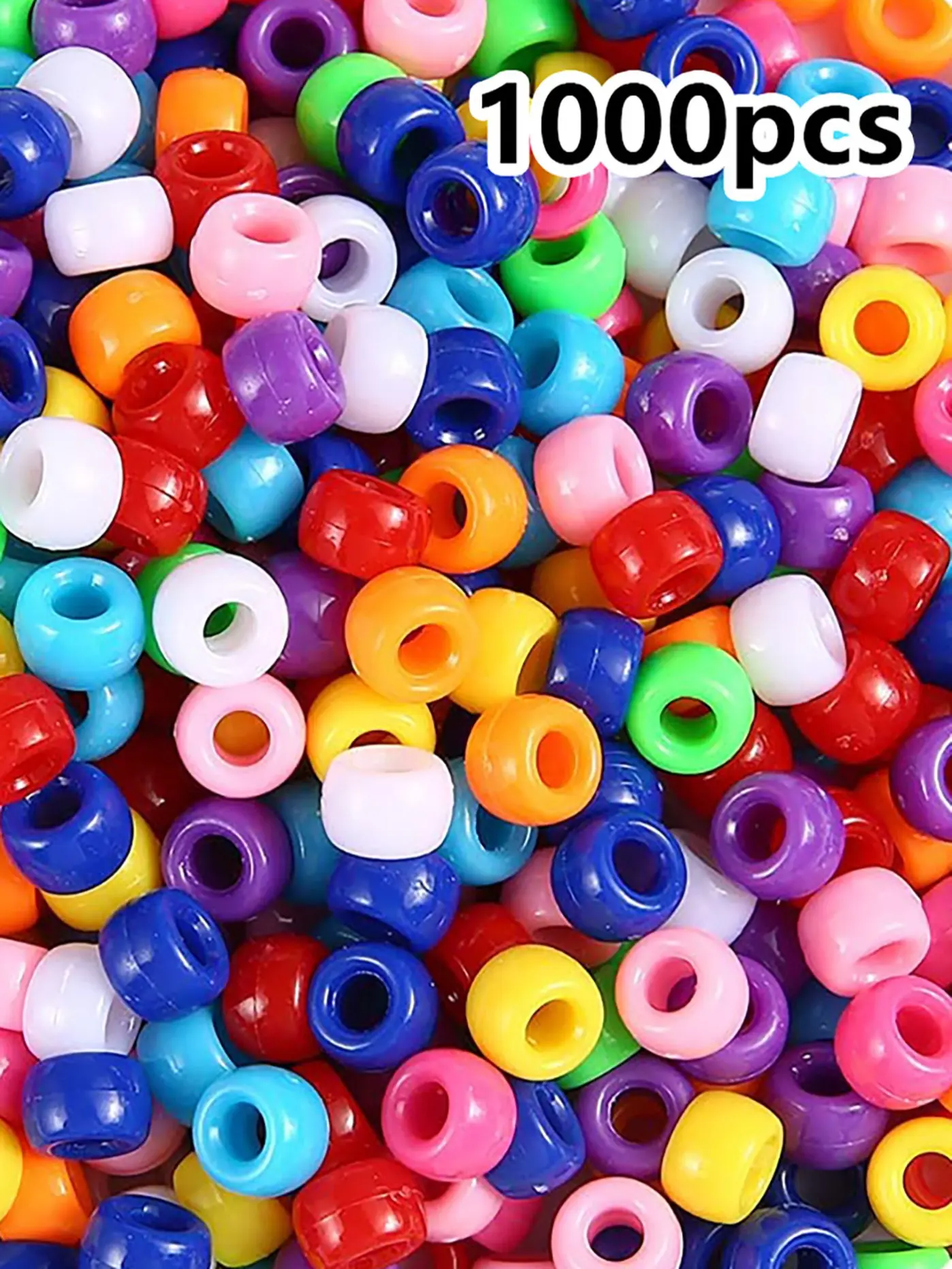 1000 Pieces Small Pony Beads, Multicolor Bracelet Beads, Braided Beads, Craft Beads, Plastic Beads, Diy Bead Art, DIY Jewelry Making Supplies, DIY Beading Accessories, Beads For Bracelets