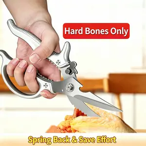 heavy duty kitchen scissors, spring loaded kitchen shears, multi purpose kitchen scissors, bone cutting scissors, stainless steel kitchen shears, labor saving kitchen tool, chicken bone scissors, multifunctional kitchen cutter