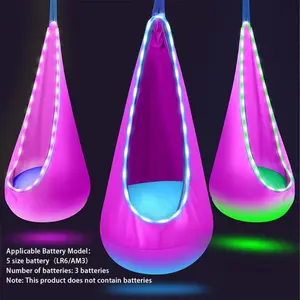 Led Light Hammock(Batteries Not Included), 1 Count Inflatable Hammock with Inflatable Cushion, Outdoor Camping Hanging Chair, Portable Hanging Bed for Indoor & Outdoor