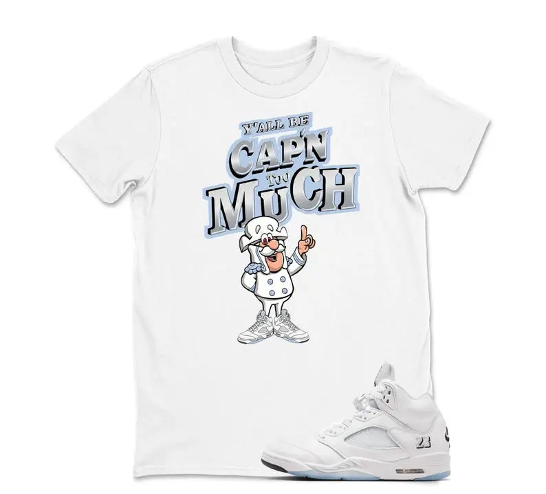 AJ5 White Metallic Matching T Shirt, CAP'N MUCH! Graphic Shirt, 90s Hip Hop Tee, Gift For Women and Man, Unisex T-Shirt, Sneaker Head Gift