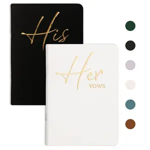 Vow Books His and Hers, Wedding Vow Books with Gold Foil Lettering, Perfect Wedding Ceremony Essential for Wedding Stuff, Beautiful Wedding Present for Keepsake - White and Black