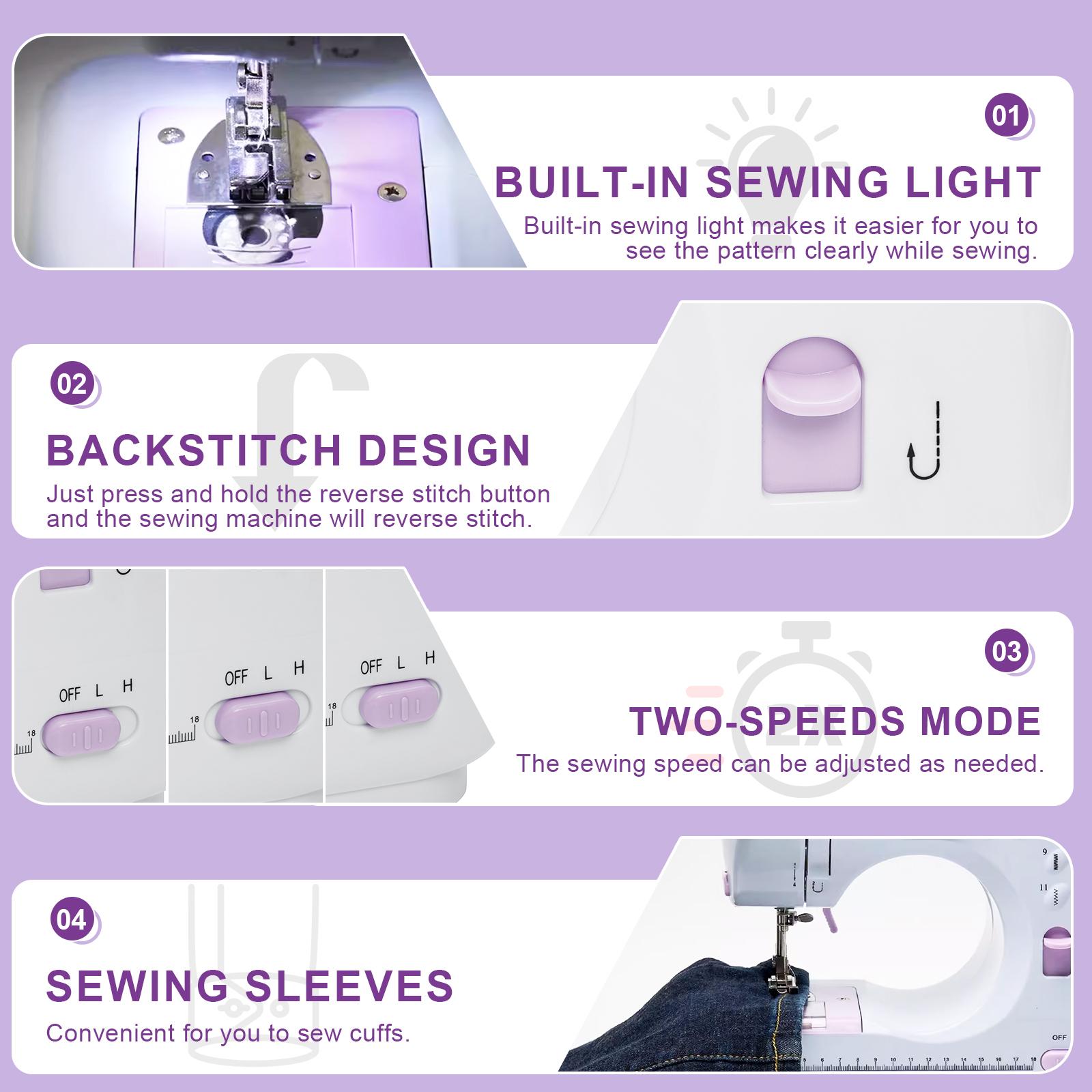 Portable Electric Sewing Machine，40 Piece Handheld Machines Kit，12 Stitch Patterns Mini Sewing Machine for Beginners Kids,Household Multifunctional Crafting Mending Machine