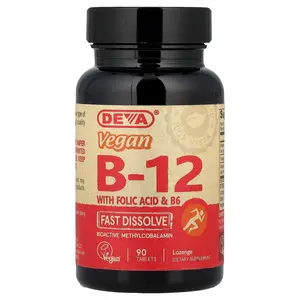 Deva Vegan B12 with Folic Acid & B6, Fast-Dissolve, 90 Tablets
