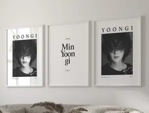 Yoongi BTS Poster Set of 3 SUGA minimalist bts print, agust d bts art, aesthetic black & white bts room decor, bts gifts set of 3 kpop art poster Decor Room, Gifts Poster