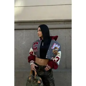 Cali Teddy Bomber Jacket - Grey/Combo