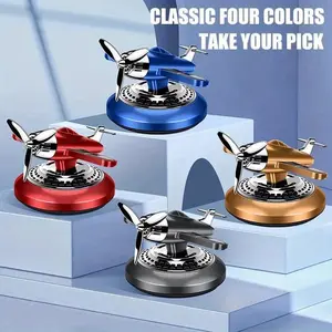 Car Air Freshener, Solar Rotating Aroma Diffuser, Aluminum Alloy Material, Long-Lasting Fragrance, Odor Eliminator, Stylish Dashboard Decoration, Alloy Body, No Batteries Needed, Universal for Cars, SUVs, Trucks, Cool Interior Accessories for Men and Wome