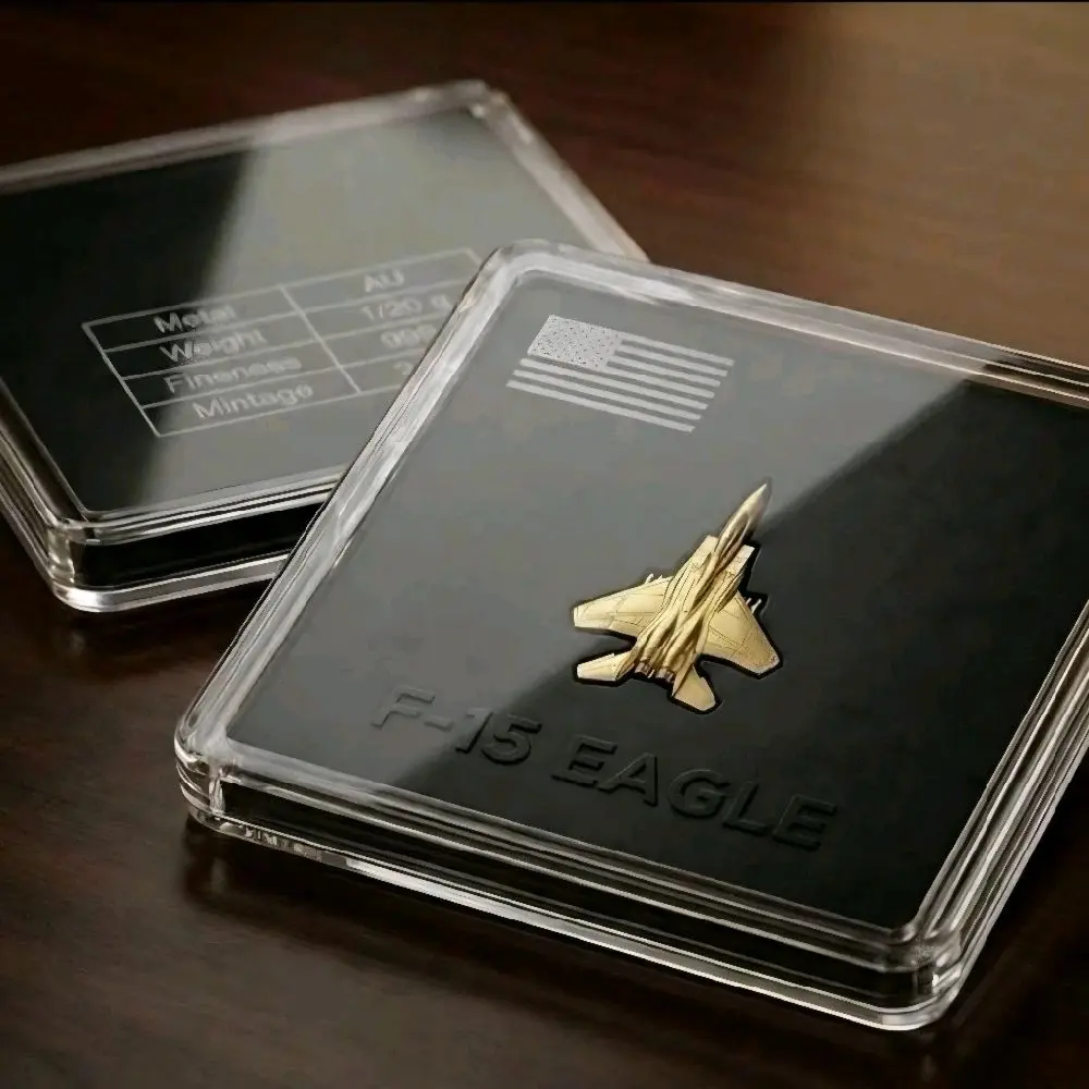 1/20g .999 Gold F-15 Fighter Jet Collectible Coin, Display Item