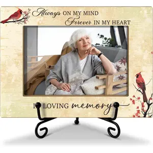 Memorial Picture Frame, Cardinal Gifts For Loss of Loved One Mother Father, Bereavement Christmas Gifts Table Desk Decor Memorial In Loving Memory Photo Frame for 4 x 6 Photo