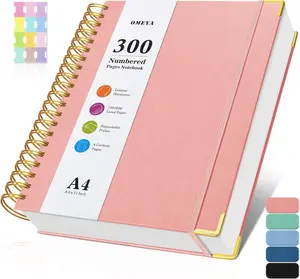 Spiral Notebook 8.5" x 11", 300 Numbered Pages College Ruled Notebook with Contents, 100GSM Thick Hardcover Leather Lined Journal for Women Men, Large A4 Notebook for Work School Writing