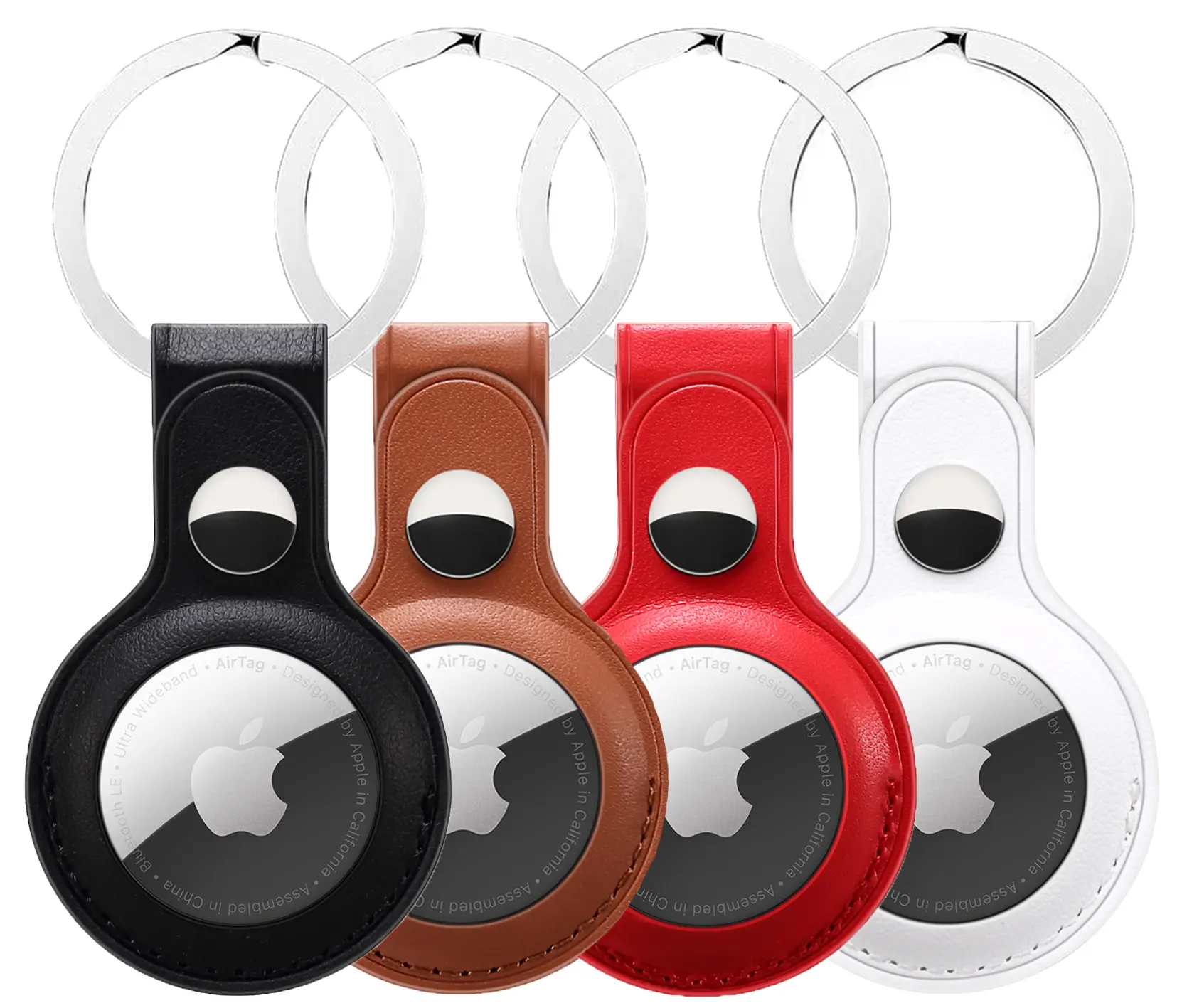 Nakedcellphone Vegan Leather Series Compatible with Apple AirTag, Key Ring Skin Case Cover Keychain Locator Chain Holder
