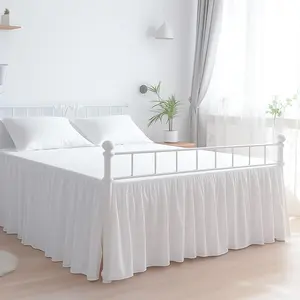 Microfiber King Ruffled Bed Skirt, 15" Drop with Split Corners, Soft Wrinkle Free Bedskirt with Platform, White Dust Ruffle for 78" x 80" Mattress