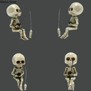 Skeleton Fish Aquarium Decor, Gothic Fish Tank Ornament for Halloween and Year-Round Aquascaping, Realistic Underwater Skull Sculpture for Betta Tanks, Aquariums and Reptile Habitats, Unique Aquarium Decoration for Home and Office