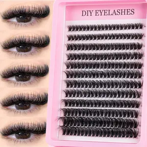 Multi-Spec False Eyelashes, D Curl Fluffy Style, DIY Lash Extensions Kit, Natural Look, Non-Toxic, Mixed Cluster, 8-16mm, Large Capacity