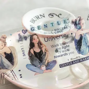 1 Roll/bag Pet Tape, Listen Series Spring Summer Character Stickers, Self Adhesive Stickers, Handmade Scrapbook Supplies, Multi-Scene Decorations, Log Gift Cup Photo Card