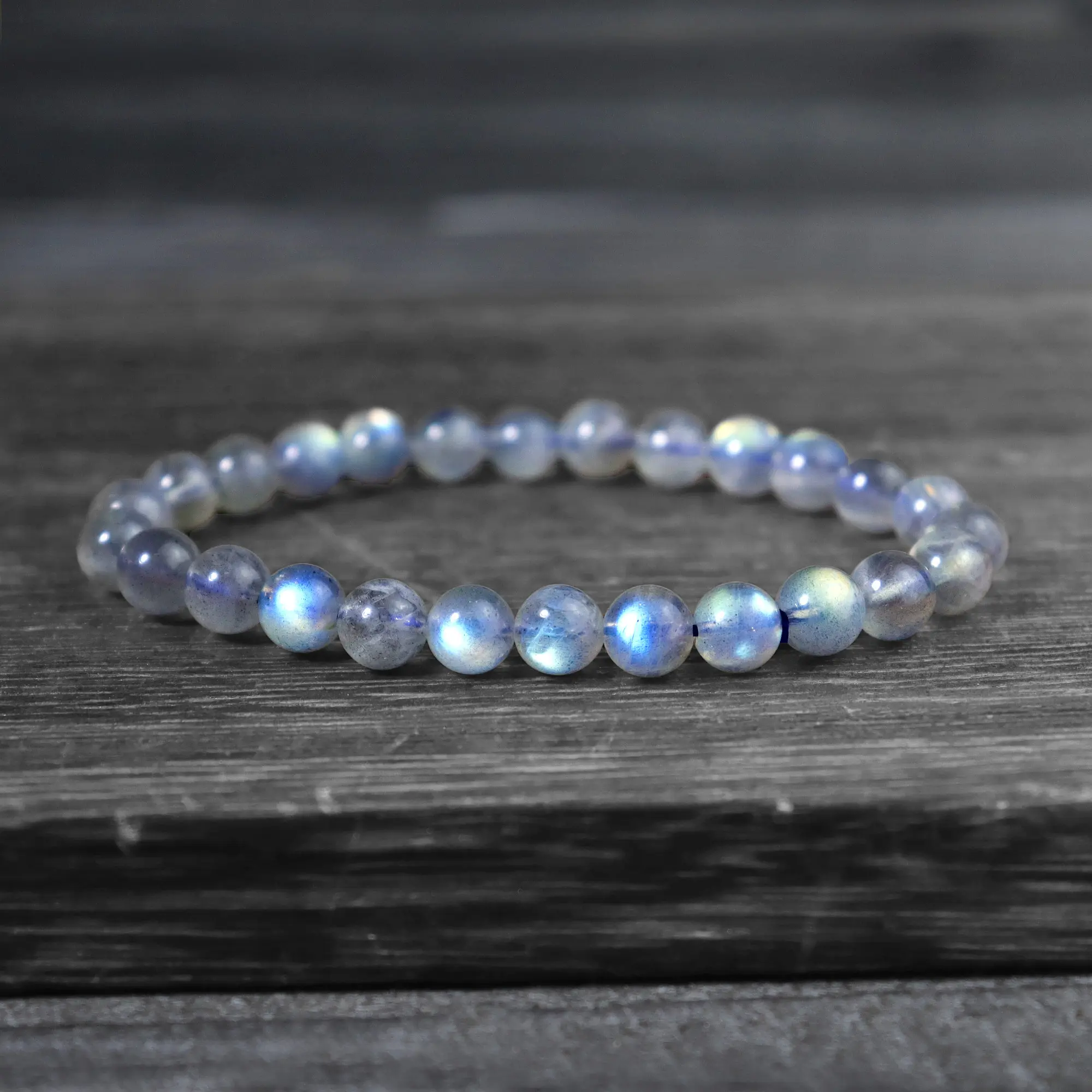 Natural Labradorite Gray Moonlight Stone Beaded Handmade Bracelet 7mm Gemstone Crystal Stretch Men Women Bracelet Gift