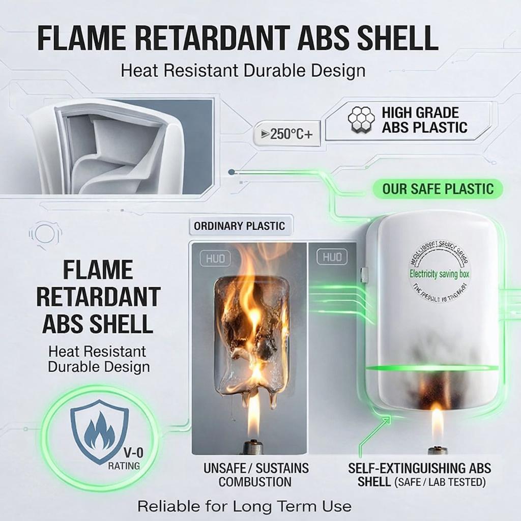 Electricity Saving Box Energy Saving Device Smart Save Plug Power Saver Voltage Optimization Surge Protection Thermoregulation Outlet Home Office Compact Plug and Play Energy Efficiency