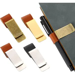 Leather Pen Holder Clip for Notebook,4 Pcs  Pen Loop Clip Stainless Steel Pen Loop Holder PU Leather Pen Clip Pen Sleeve for Notebooks, Journals, Planner, Fit  Pen Size