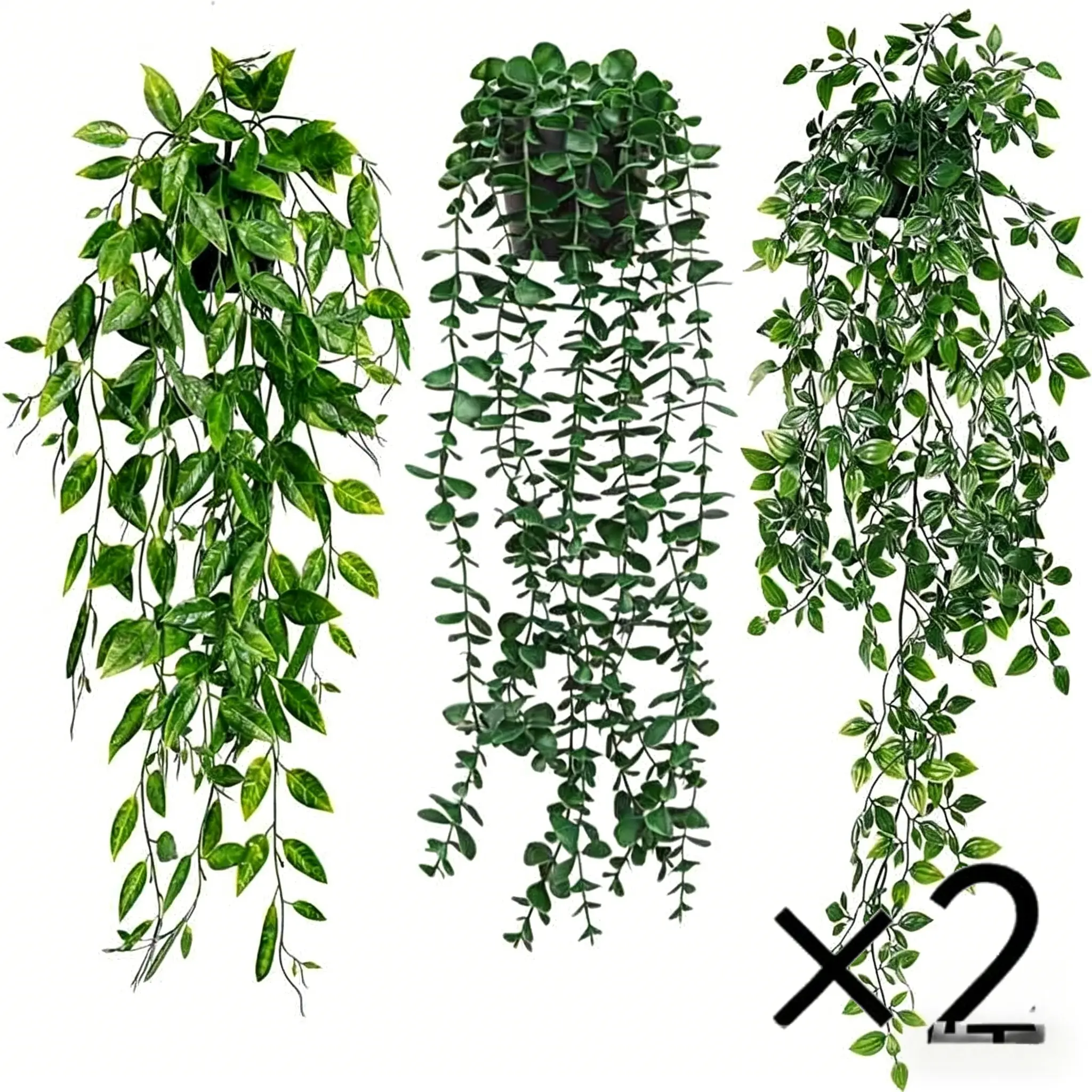 6pcs Lightweight Decorative Artificial Hanging Potted Leaf Plants - Fake Greenery for Home, Kitchen, Balcony Decor