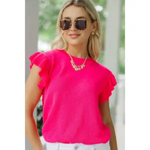 Certain Joy Fuchsia Pink Knit Top