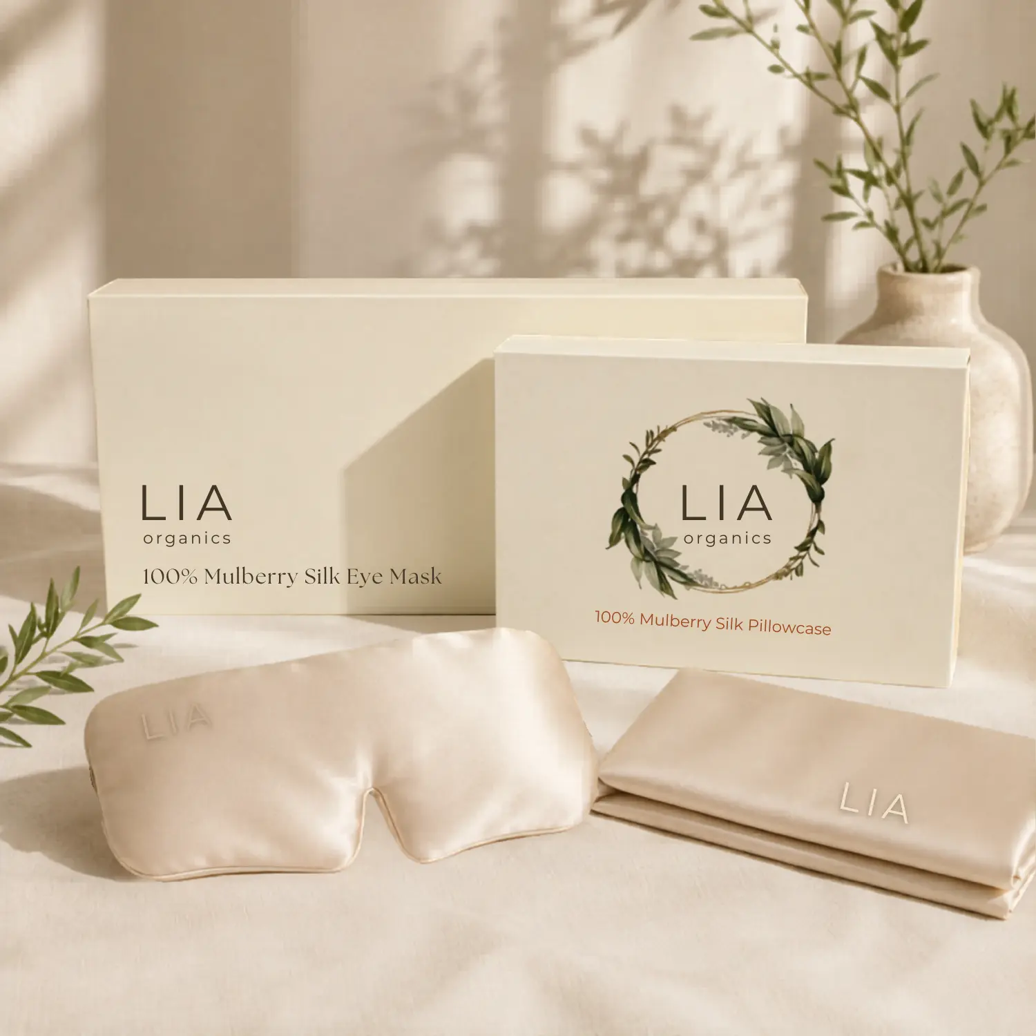 Lia Organics Luxe Silk Sleep Set: Pillowcase + Eye Mask – Limited Edition
