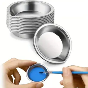 5/9 pcs Paint Palette Set Stainless Steel Durable Artist Round Mixing Tray Suitable for Home School Use Art Supplies